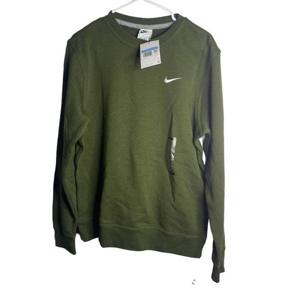 Nike Tops - Nike Sweatshirt Men's M Swoosh Logo Crew 839667-327 Olive Green Military New